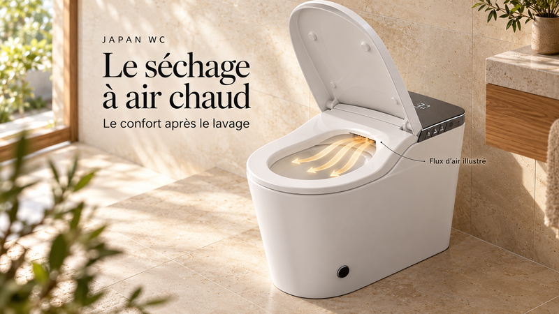 Séchage à air chaud d’un WC japonais : bien l’utiliser après le lavage