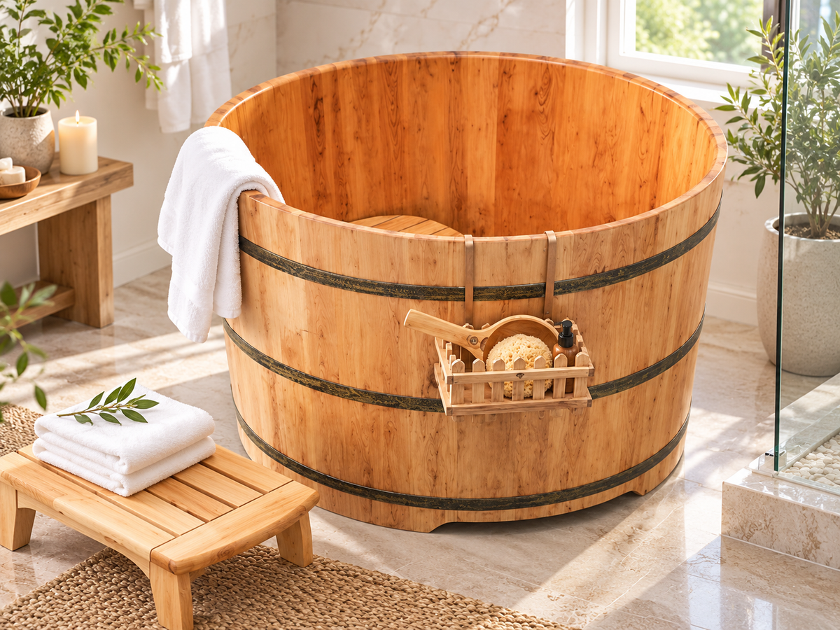 Hojo Japanese-style wooden Ofuro bathtub